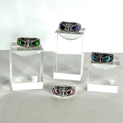 ruby collection Owl Ring 4 Pcs Retro Animal Open Adjustable Open Animal Alloy Ring Alloy Silver Plated Ring