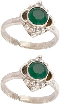 Shree Hari Exports Sterling Silver Emerald Toe Ring for girls and Women Silver Toe Ring