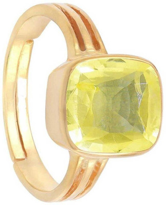 RATAN BAZAAR Pukhraj Ring Natural Precious yellow sapphire stone Certified and Astrological Purpose for unisex Stone Sapphire Gold Plated Ring