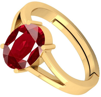 VishvMa 8.25 Ratti Burma Ruby Manik Gemstone Ring A1 Quality Stone Ruby Brass Plated Ring