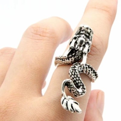 Zoey Antique Oxidized Silver Plated Dragon Adjustable Ring Metal Ring