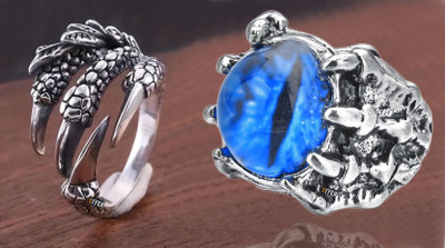 Syfer Dragon Eye/Evil Eye Ring for Women & Men, Club/Party/Biker/Office Ring-COMBO Stainless Steel Silver Plated Ring