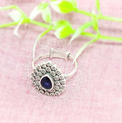 jsaj HEART SHAPE RING WITH MULTI COLOR SAPPHIRE AND CUBIC ZIRCONIA STONE Sterling Silver Ruby Silver Plated Ring