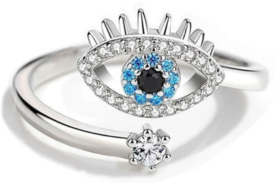 house of common Vedansh Enterprises Stylish Silver Plated Evil Eye Rings Alloy Cubic Zirconia Sterling Silver Plated Ring