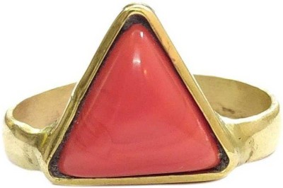 Gemzonite coral ring natural & unheated gemstone munga ring for men & women Brass Coral Gold Plated Ring