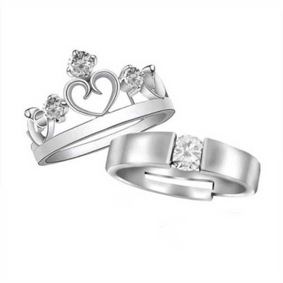 VIANSH Adjustable Couple Rings Combo for Lovers Valentine Jewellery Brass, Stainless Steel, Copper Cubic Zirconia Rhodium, Silver, Titanium Plated Ring