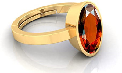 GenZcomplex 5.25 Ratti Hessonite Garnet Stone ( Gomed ) Panchdhatu Alloy Garnet Ring Brass Garnet Gold Plated Ring
