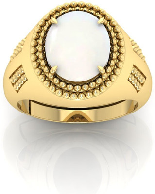 Pranjal Gems 12.25 Ratti Opal Gemstone Adjustable Ring With Lab CertificateCH Crystal Opal Gold Plated Ring