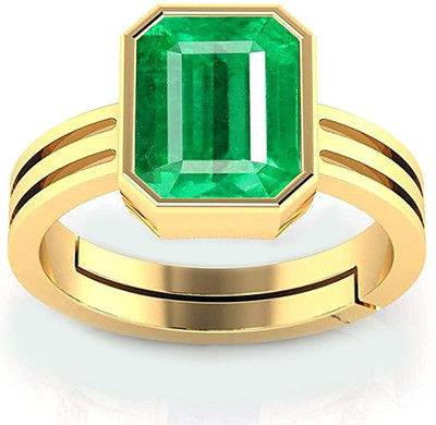BWM GEMS Certified Natual 3.25 Ratti Emerald stone (Panna) Panchdhatu Alloy Emerald Gold Plated Ring