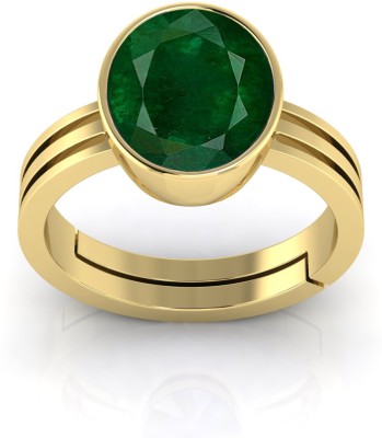 GenZcomplex Natural panna stone ring for man and women 7.50 ratti A+ Silver Emerald Gold Plated Ring