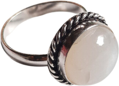 Maitri Export Natural Gemstone crystal stone Selenite Round ring for men and women Stone Agate Ring