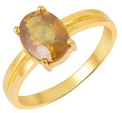 RATAN BAZAAR Yellow Sapphire / Pukhraj 7.25 carat stone Natural Certified Unheated Stone for men & women Stone Sapphire Gold Plated Ring