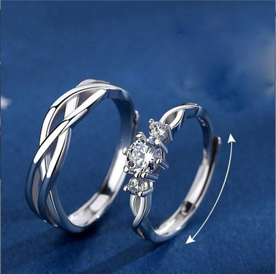 kazare Alloy Agate Rhodium Plated Ring Set