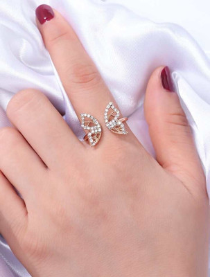De-Ultimate Rose-Gold Stone Studded Love Hollow Wings Butterfly Thumb Knuckle/Finger Rings Stainless Steel Ring
