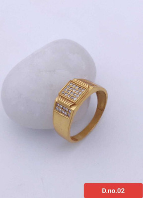 MAME CREATION Gold Plated Diamond Wedding,Partywear ring-06 Brass Diamond Gold Plated Ring