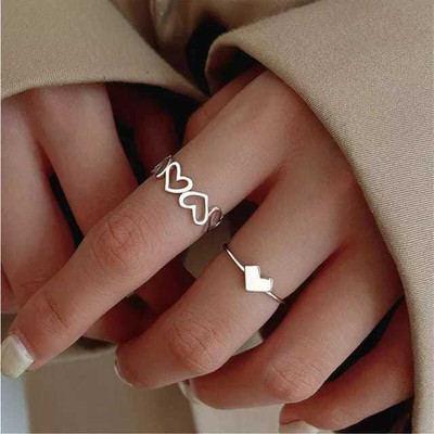 YU Fashions Steel Silver Plated Ring Set