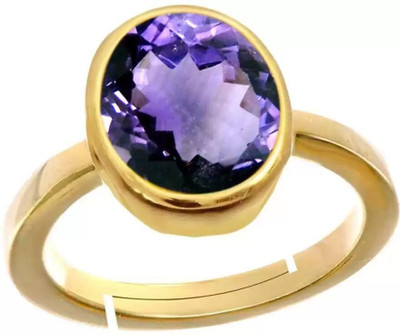 Chopra Gems Amethyst Stone Ring Original and Certified natural Katela/Jamunia For Men/Women Brass Amethyst Gold Plated Ring