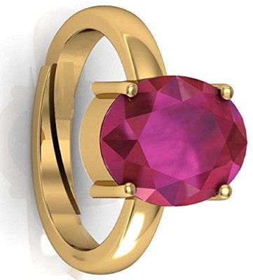 KUSHMIWAL GEMS 10.25 Ratti 9.00 Crt Ruby Ring Manik Stone Original Certified for Men & Women Brass Ruby Gold Plated Ring