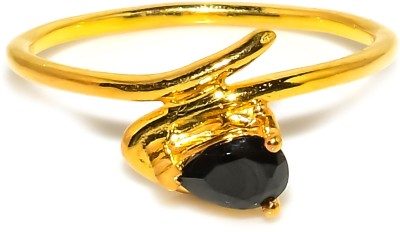 jete Stackable Statement Sterling Silver Onyx Gold Plated Ring