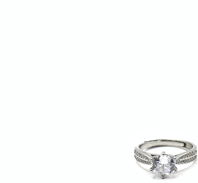 SHAAVA Sterling Silver Classic Solitaire Sparkle Ring Sterling Silver Zircon Sterling Silver Plated Ring