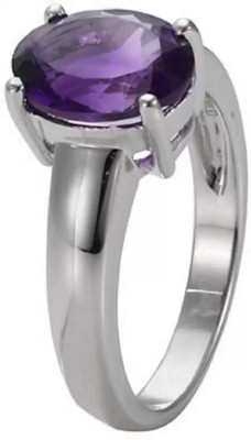 Chopra Gems Amethyst Stone Ring Original and Certified natural Katela/Jamunia For Men/Women Brass Amethyst Silver Plated Ring