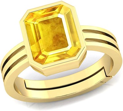 S KUMAR GEMS & JEWELS Certified Natural 8.25 Ratti Yellow SapphireStone (Pukhraj Stone) Panchdhatu Alloy Sapphire Gold Plated Ring