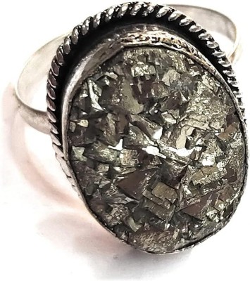 VIBESLE Adjustable Pyrite Ring Natural Pyrite Druzy Ring Harness the Benefits Stone Crystal Ring