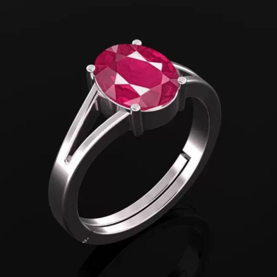 Gemzonite Ruby Ring Stone Manik Effective Stone Astrological purpose for men & women Brass Ruby Silver Plated Ring