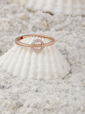 DIAVO Starry Halo Rose Gold Plated Silver Ring Sterling Silver Cubic Zirconia Sterling Silver Plated Ring