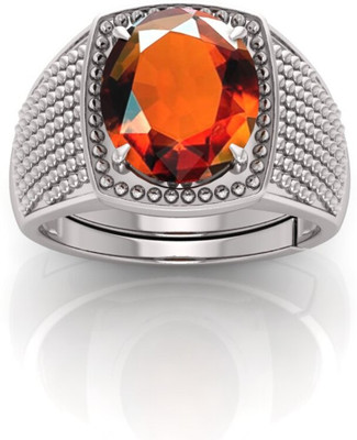 Pranjal Gems 12.25 Ratti Gomed Gemstone Adjustable Ring With Lab CertificateKT Stone Garnet Gold Plated Ring