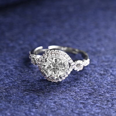 CLARA Swirl Sterling Silver Cubic Zirconia Platinum Plated Ring