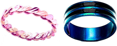 Dynamic Retail Global Set of 2 Rings for Men & Women, Purple-Blue Alloy Ring