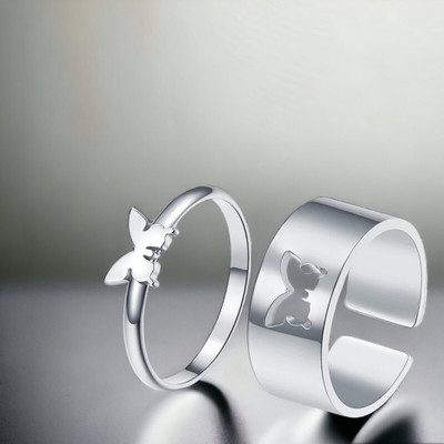 Agarwalproduct Silver plated Stylish Couple Ring Alloy Silver Plated Ring