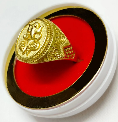 Urdeals URdeals Fancy bappa owal ring for man and boys trending ring Brass Agate Gold Plated Ring