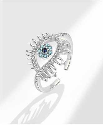 MYKI Evil Eye Ring For Women & Girls Stainless Steel Cubic Zirconia Silver Plated Ring