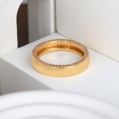 Jalaram Fashion Brass Cubic Zirconia, Diamond Gold Plated Ring