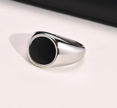 Maatrachaaya Piyush Enterprises Stylish Silver Plated Oval Shaped Black Onyx Rings Alloy Onyx Sterling Silver Plated Ring