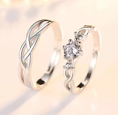 ruby collection Adjustable Rassa Design Combo Ring for Lover Valentine Romantic Gift Metal Ring Set