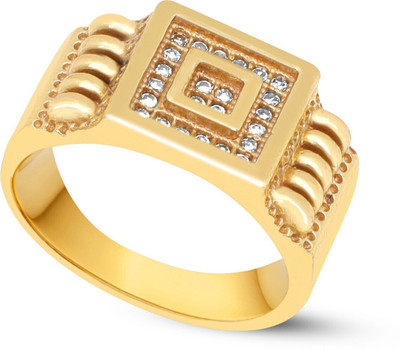 Mahi creations Shsy-SP-23_25 Brass Cubic Zirconia Gold Plated Ring