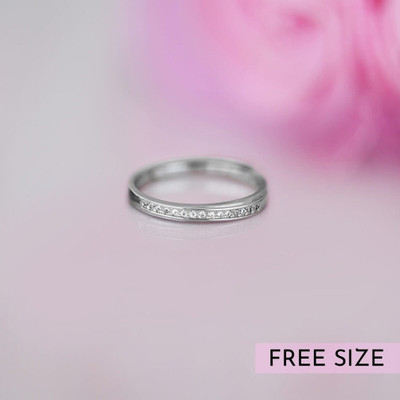 ZAVYA Classic Sheet 925 Sterling Silver Cubic Zirconia Rhodium Plated Ring