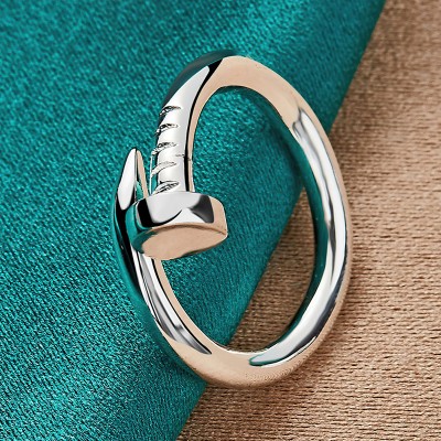 Thrillz Silver Ring For Girls Style Nail Screw Design Silver Finger Ring For Women Girls Stainless Steel Silver Plated Ring