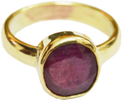 Gemzonite Ruby / Manik Ring With Natural MAnik Stone Ruby Gold Plated Ring