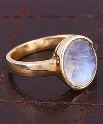 RATAN BAZAR Brass Moonstone Gold Plated Ring