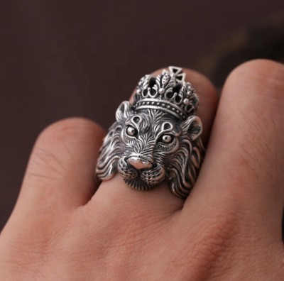 house of common LION RING Stainless Steel Silver Plated Ring