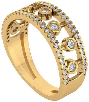 Diamtrendz Jewels Pure 925 Silver & Diamond Band Sterling Silver Cubic Zirconia Gold Plated Ring