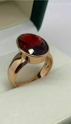 Lexri Lexri Original & Effective Gomed/Hessonite Gold Plated Fingar Brass Ruby Gold Plated Ring