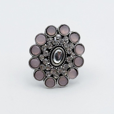 ARIRAdesigns LIGHT PINK STONE FINGER RING Metal Ring