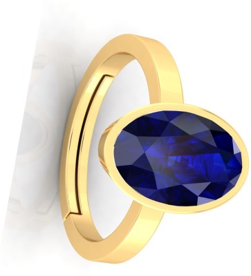 BHAIRAW GEMS Blue Sapphire/Neelam 6.25 Ratti Stone Panchdhatu Adjustable Ring Brass Sapphire Ring