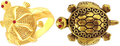 Dynamic Retail Global Tortoise Turtle Kachua Meru Ring for Men Women Boys Girl Vastu Fengshui Brass Gold Plated Ring