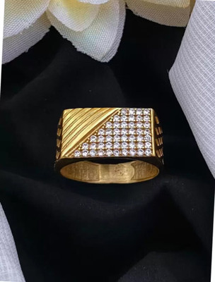 GORASH CREATION Alloy Cubic Zirconia Gold Plated Ring